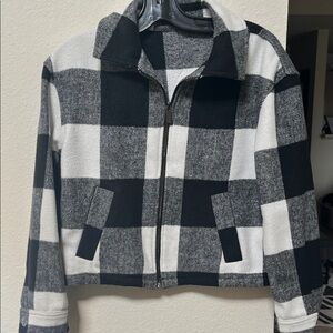 Black & White Buffalo Plaid Zip-Up Jacket/Shirt